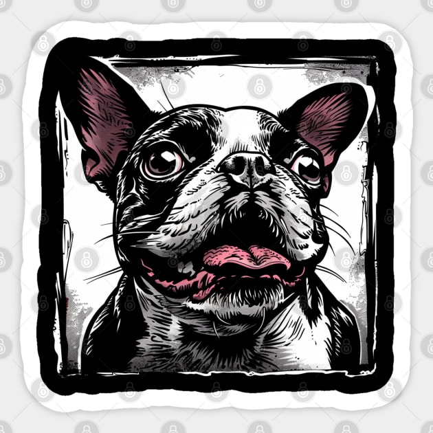 Retro Art Boston Terrier Dog Lover Sticker by June Sixteen